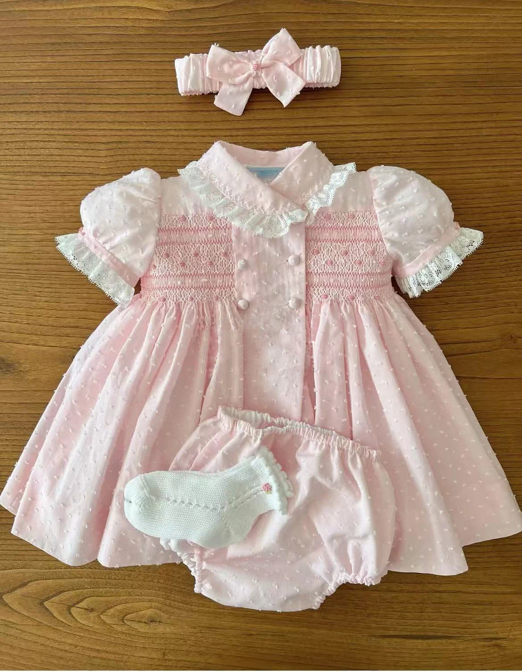 0-12Y Baby Girl Summer Pink Handmade Embroidery Smocked Dress With Pants for Eid Birthday Party Holiday Photography Casual A186