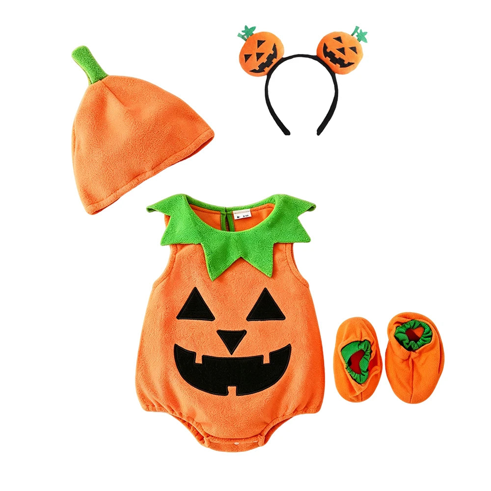 Halloween Baby Romper Cute Pumpkin Embroidery Infant Onesie Crawler Outfit Daily Theme Party Costume