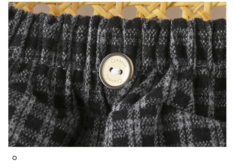 Spring Autumn Children Pants 1-8Y Boys Black Plaid Loose Casual Straight Trousers Korean Toddler Wear For Kids Clothes New