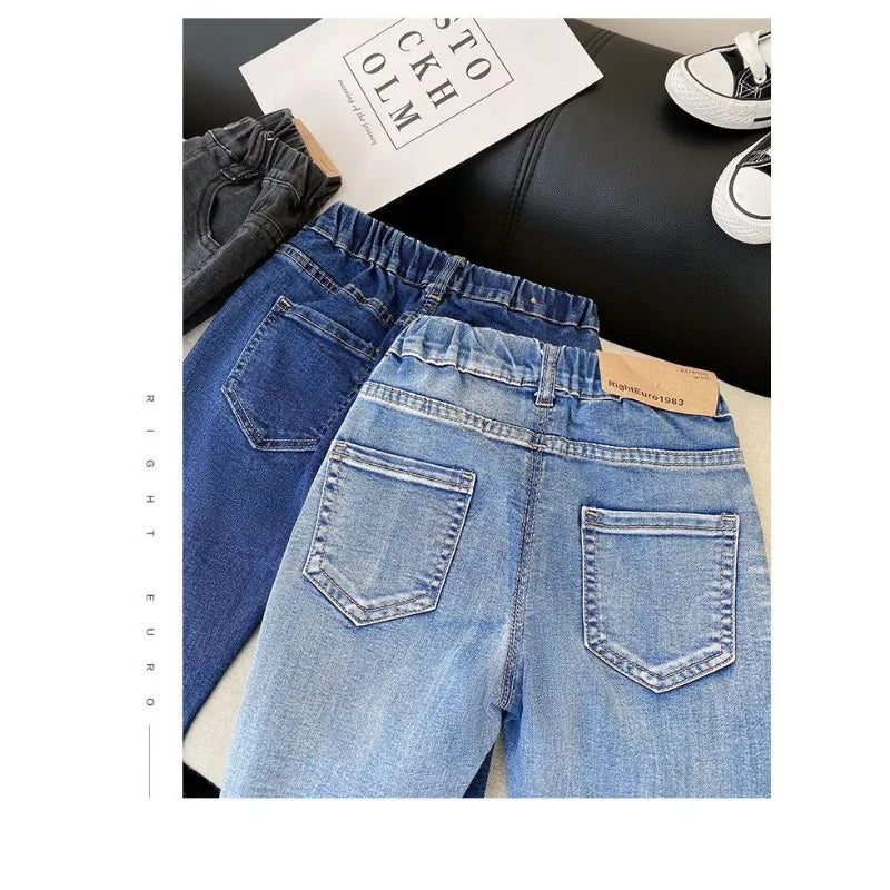 2026 Kids Boys Jeans BELLBELL Autumn 1-6Yrs Baby Boys Solid Denim Pant Winter Integrated Warm Toddler Infant Boys Trousers