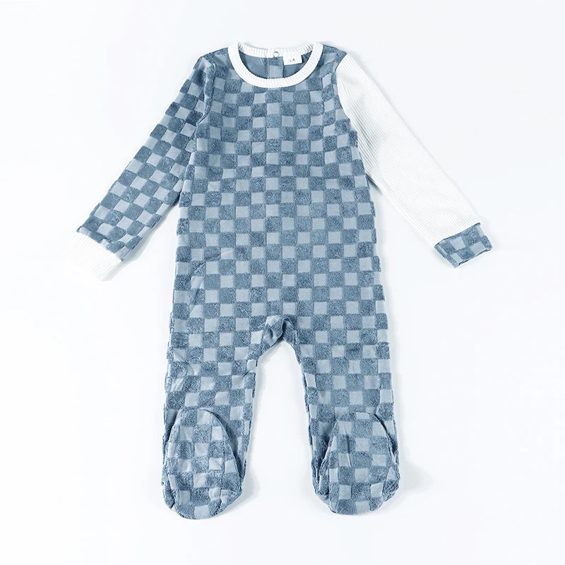 Baby romper kids clothes long sleeves colorblock footie baby overalls terry material boy/girl clothes for all season baby romper