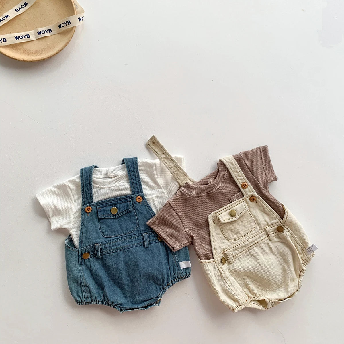 Baby Clothes Denim Sling Romper Infant Onesie Newborn One-piece 0-3 Years Old Complimentary Hat