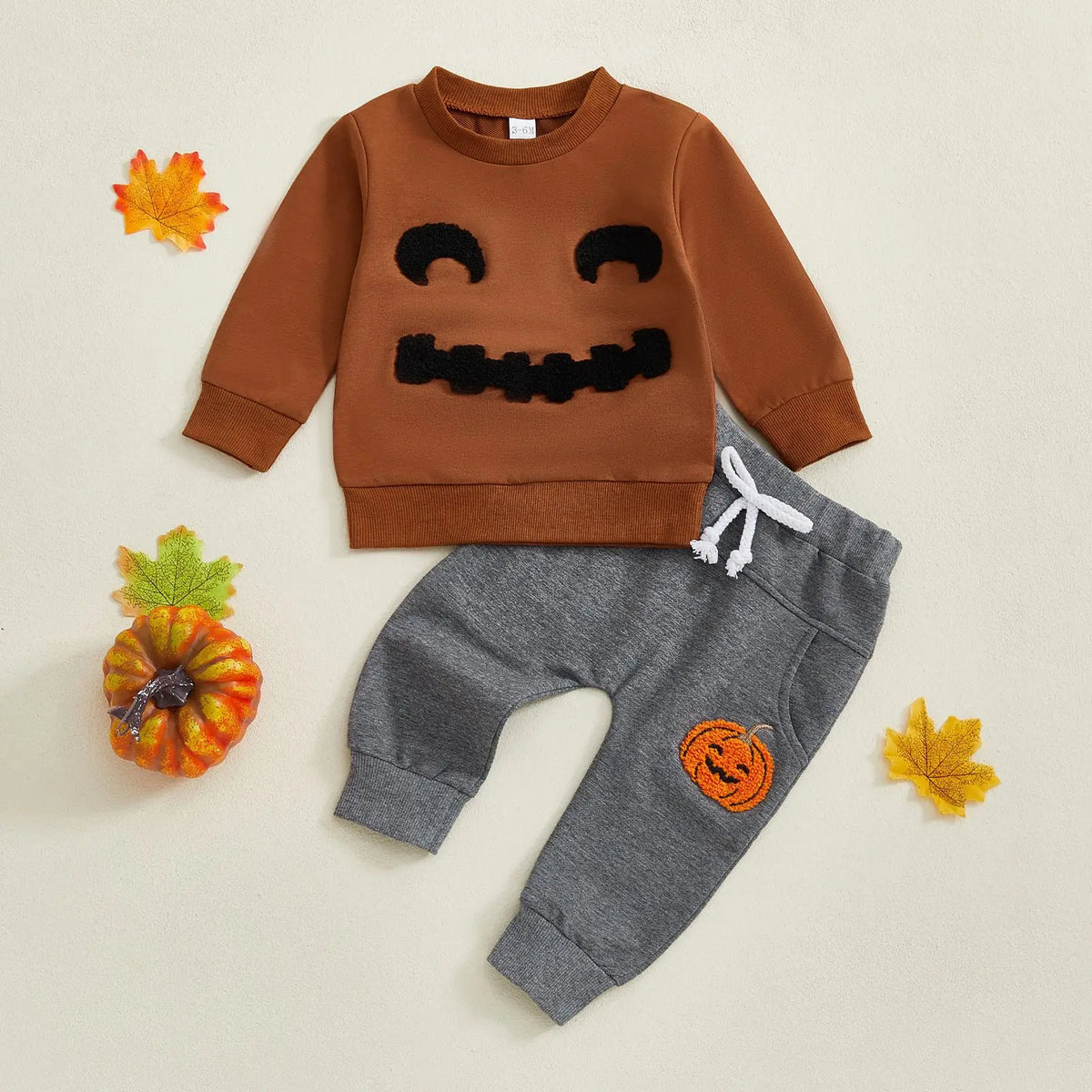 Halloween Children's Clothing 2026 Autumn Children's Clothes Boys Pumpkin Embroidery Long-sleeved Sweater Trousers Two-piece Set