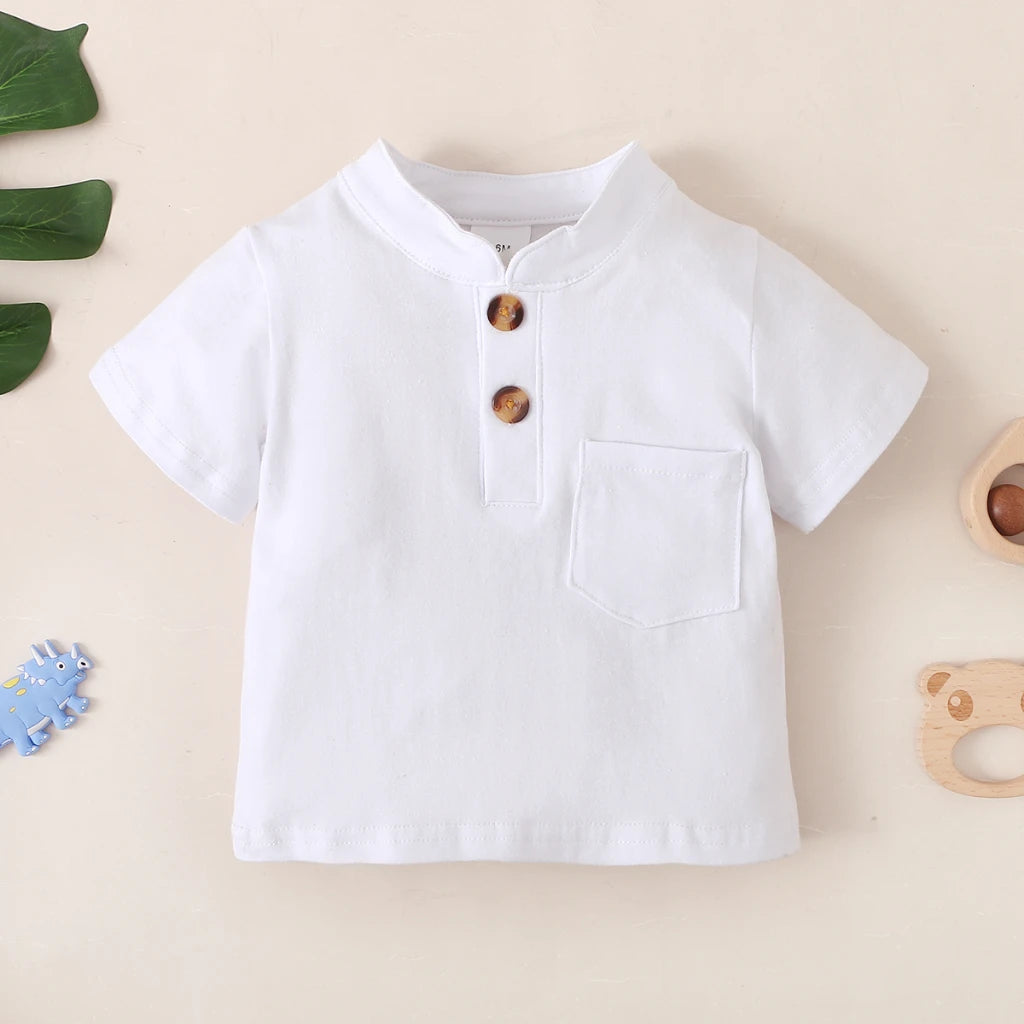 3-24 Months Infant Baby Boy Clothes Set White Short Sleeves T-shirt Shorts 2PCS Summer Daily Casual Outfit for Toddler Boy