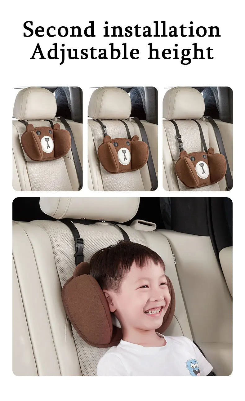 1Set Car Cute Cartoon Pillow Car Mounted Child Sleeping Pillow Car Removable Comfortable Breathable Headrest Lumbar Support