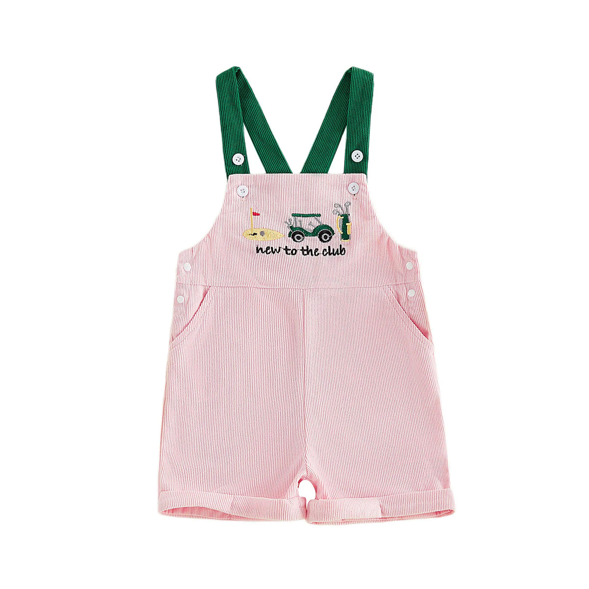 0-4Y Toddler Baby Boys Girls Golf Overalls Shorts Corduroy Embroidery Sling Short Pants Kids Summer Casual Outfit