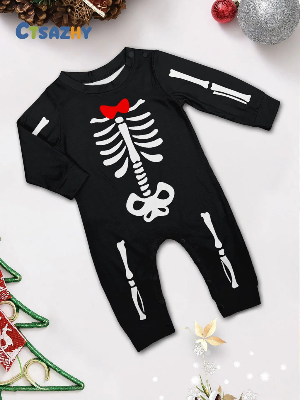 Halloween parent-child home costume European and American skull bone adult children and baby horror prank costume pajama set