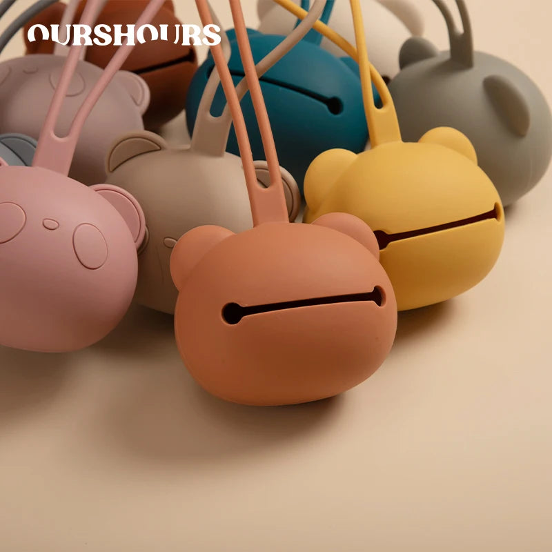 Newborn Portable Soother Container Case Food Grade Baby Silicone Pacifier Holder BPA Free Baby Cartoon Panda Nipple Storage Box