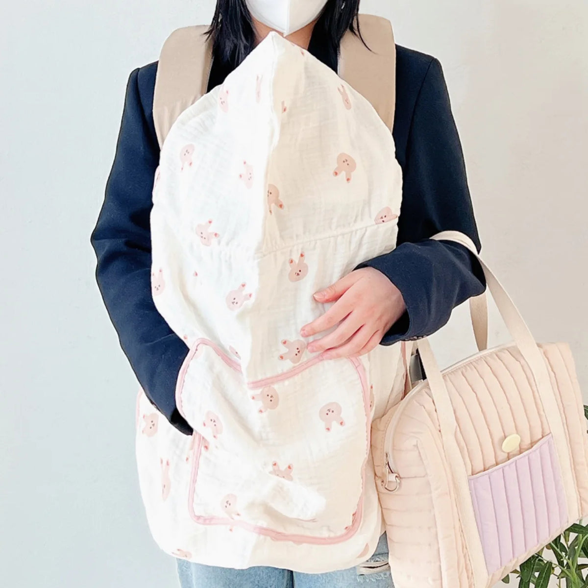 Baby Carrier Cover Muslin Hooded Mosquito Protection Blanket for Hip Seat Stroller Lightweight Breathable Infant Cape 80*100cm