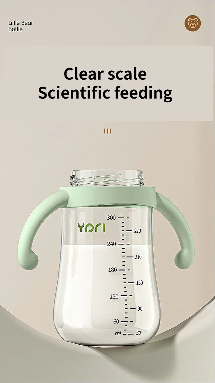 300ML Baby Bottle with Handle PP Bottle Water Cup Set Silicone Pacifier Large Capacity Bottle Multi-purpose Baby Feeding Supply