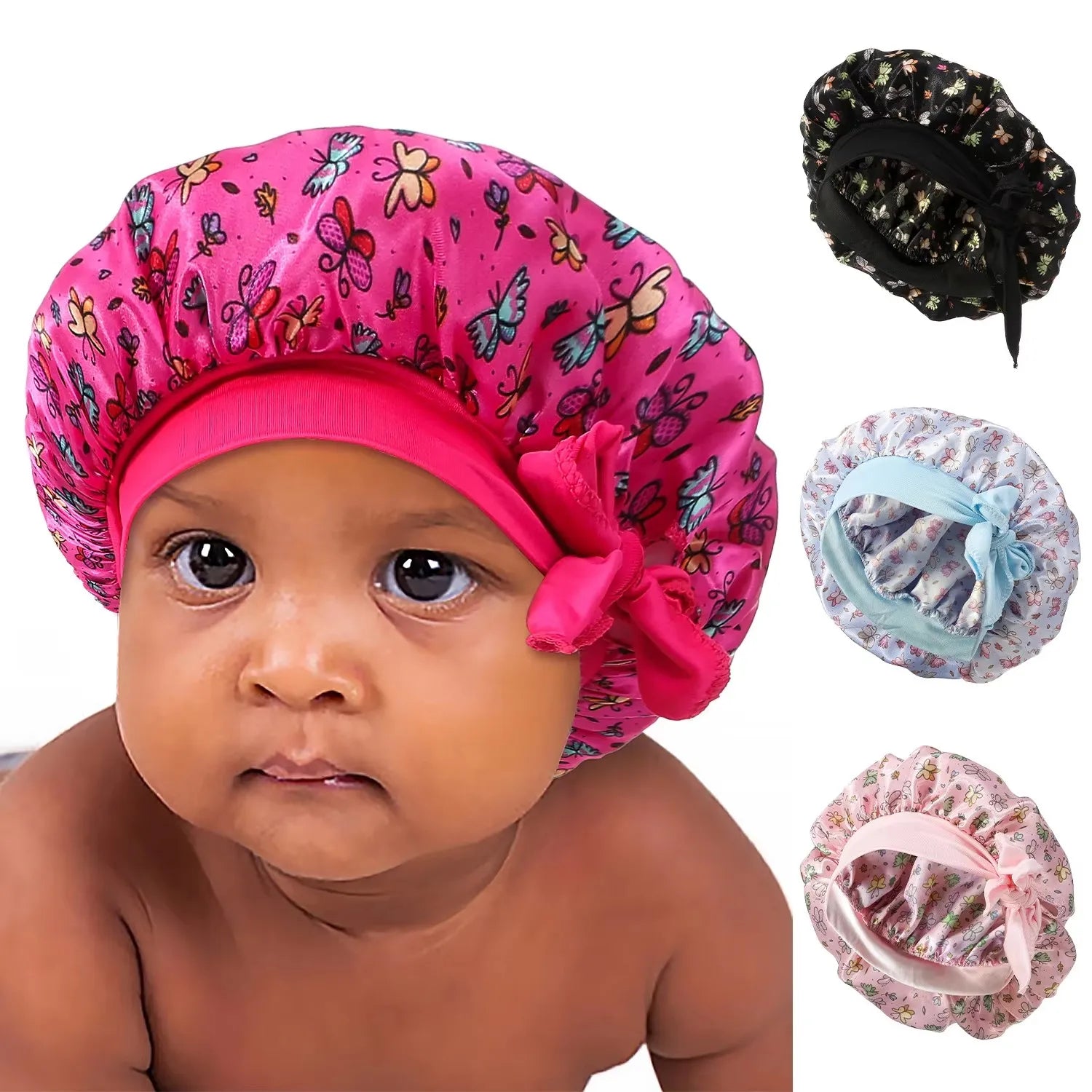 Satin Bonnet for Baby Hair Care Night Sleep Silk Beanie Hat Newborn Baby Girls Children Sleeping Bonnets Cap Kids Cooking Hat