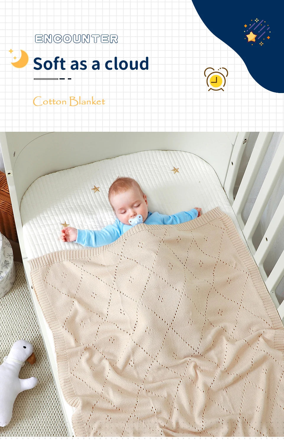 90*70cm Cotton Baby Blankets Knit Newborn Boys Girls Sleeping Covers Stuff for Stroller Bed Best Comfort Infant Toddler Cellular