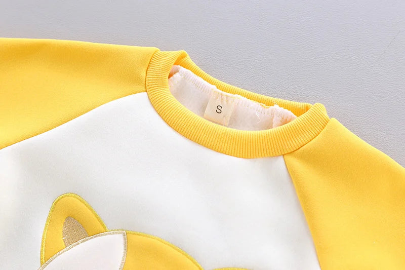2023 Winter Baby Clothes Sets Autumn Cotton Thick Warm Suit Hooded Sweater Cartoon Cute Three-Piece Baby Girls Boy Fleece Outfit