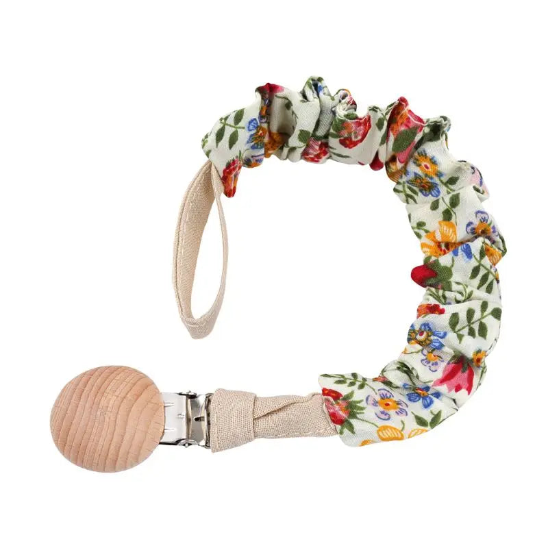 Baby Cotton Pacifier Chain Beech Wood Clip Infant Teething Toys Holder For Nipples Teether