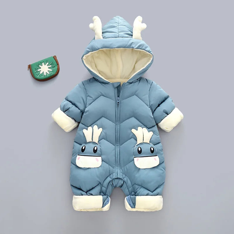 Newborn Clothes  Winter Cozy Winter Jumpsuit for Newborns, Warm Snug-Fit Romper with Hood, Soft Active Play Wear for Babies