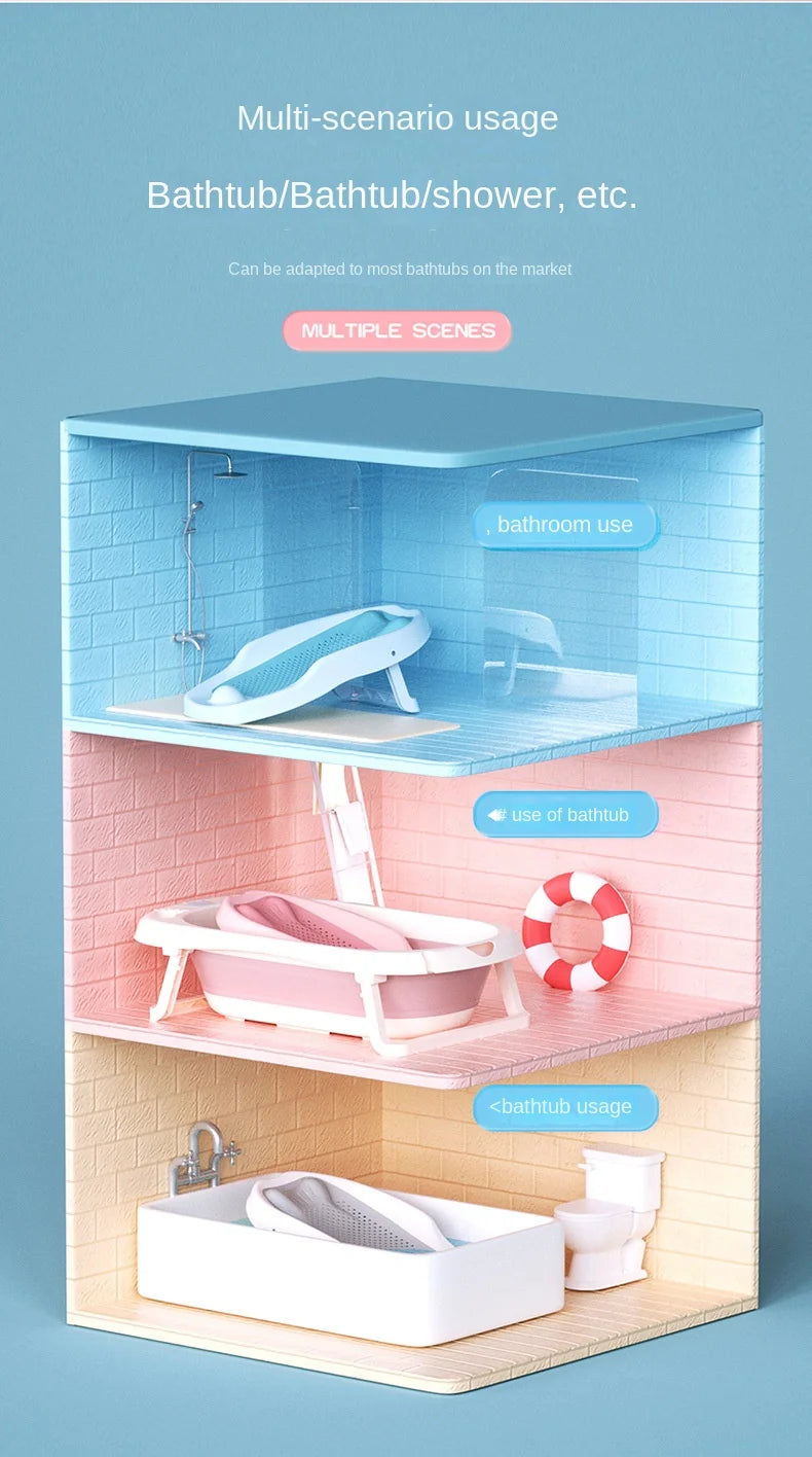 Baby Shower Rack Can Sit and Lie Down, Baby Bathtub Anti Slip Mat, Newborn Shower Net Universal Bath Bed Holder