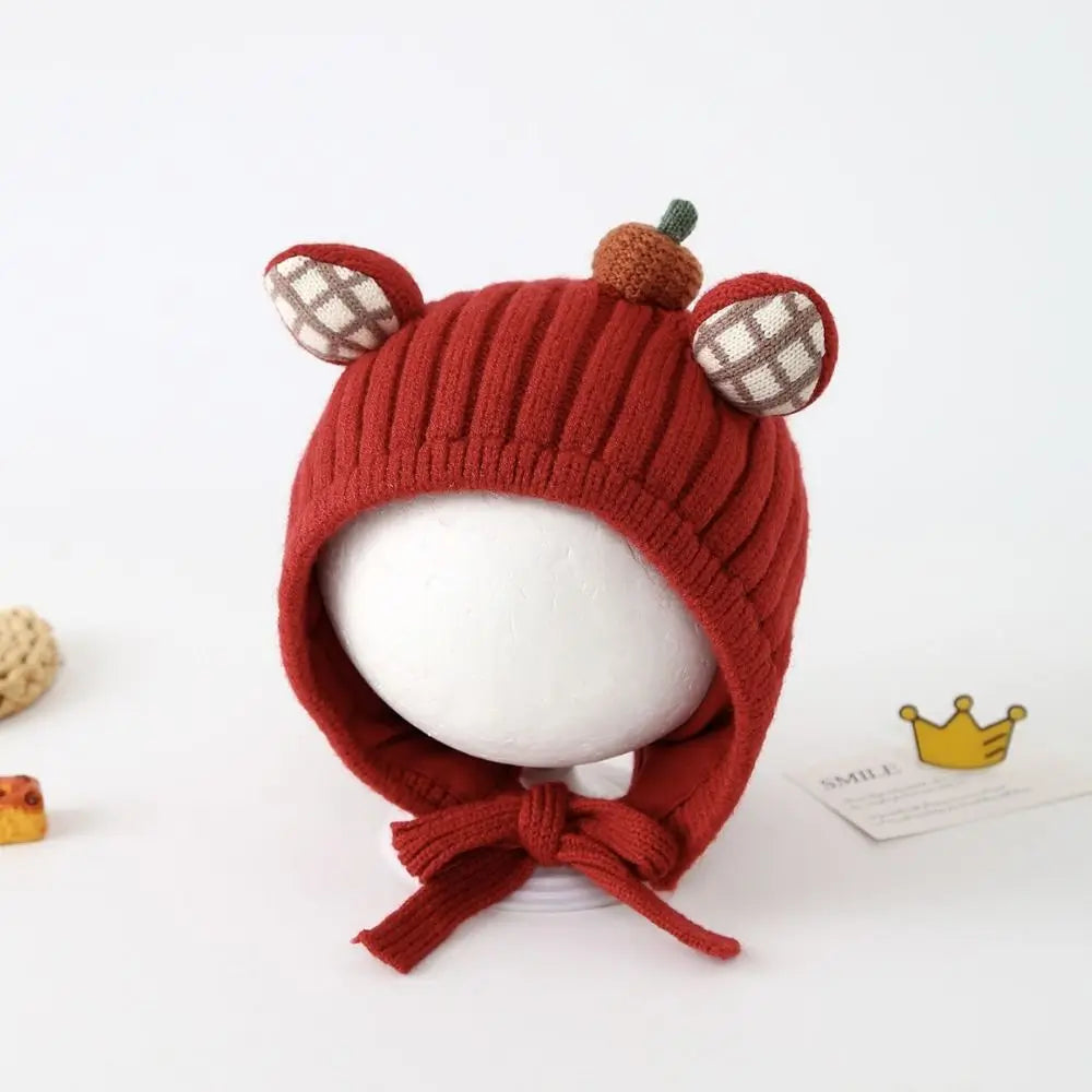 Cute Winter Baby Crochet Hat Cold-Resistant 5-24 Months Toddler's Plush Knitted Hat Breathable Windproof Kids Ear Protection Hat