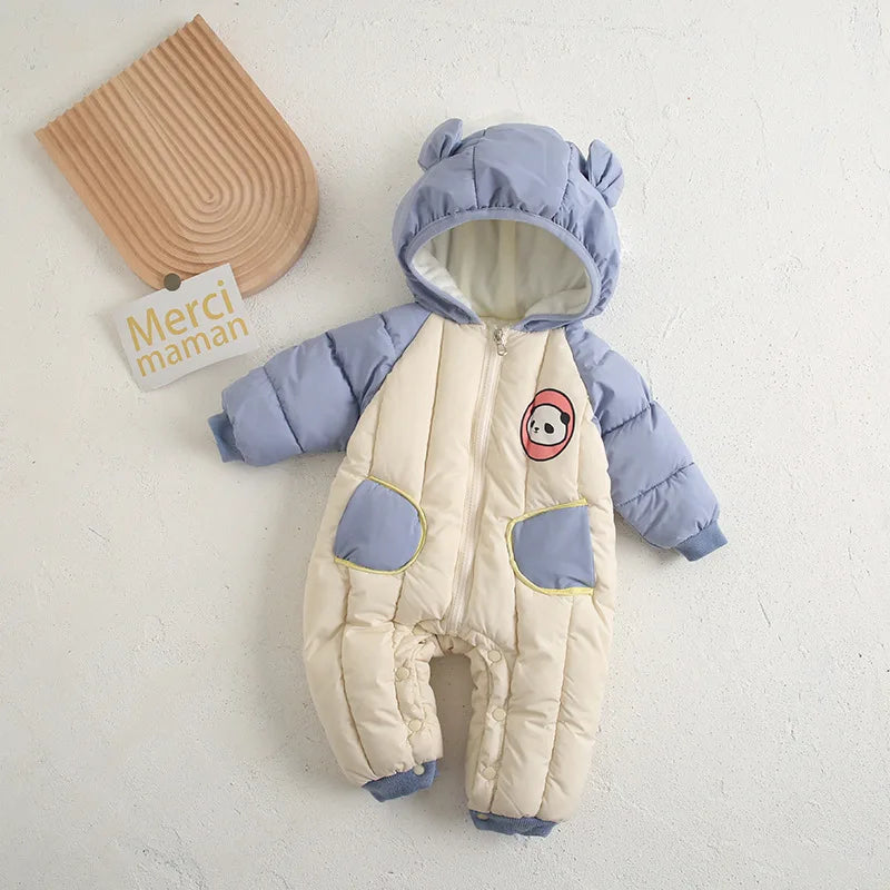 Newborn Clothes  Winter Cozy Winter Jumpsuit for Newborns, Warm Snug-Fit Romper with Hood, Soft Active Play Wear for Babies
