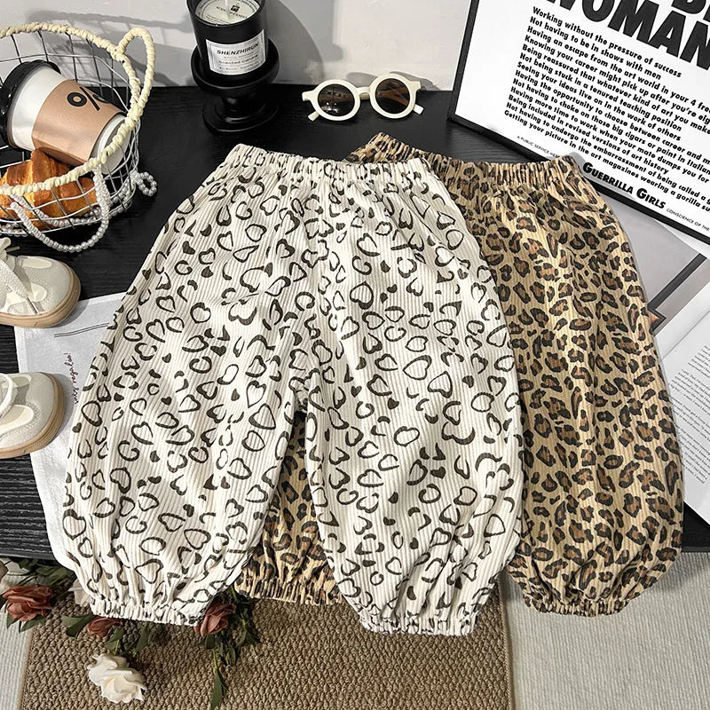 1 to 6 Years Spring Printed Casual Sweatpants Kids Girls Boys Corduroy Pants Loose Design Soft Children Trousers