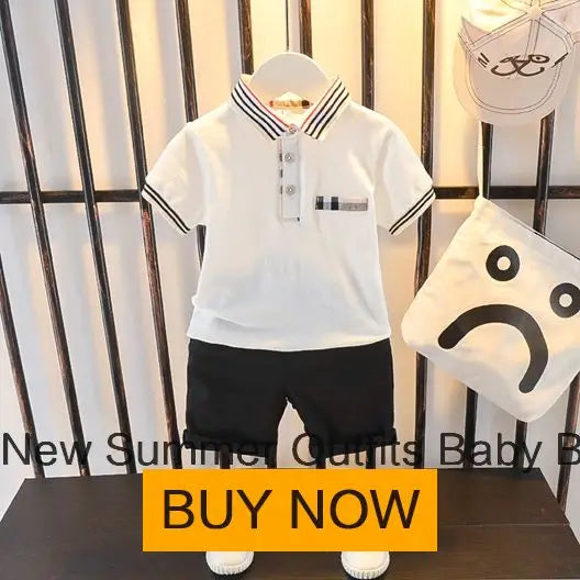 New Summer Outfits Baby Boys 9 To 12 Months Dinosaur Printed Turn-down Collar T-shirts Tops and Shorts 2PCS Infant Clothing Sets