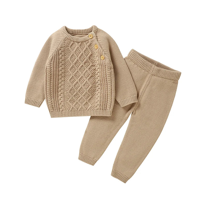 Newborn Baby Clothes Set Knit Infant Boy Girl Pullover +Pants Long Sleeve Autumn Kid Sweaters +Trousers 0-18M 2PCS Fashion Solid