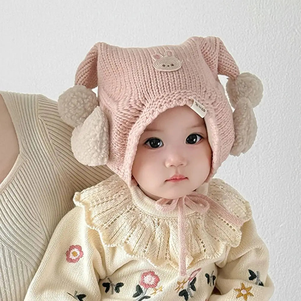 Cute Winter Baby Crochet Hat Breathable Cold-Resistant Toddler's Knitted Hat 6-24 Months Windproof Ear Protection Hat