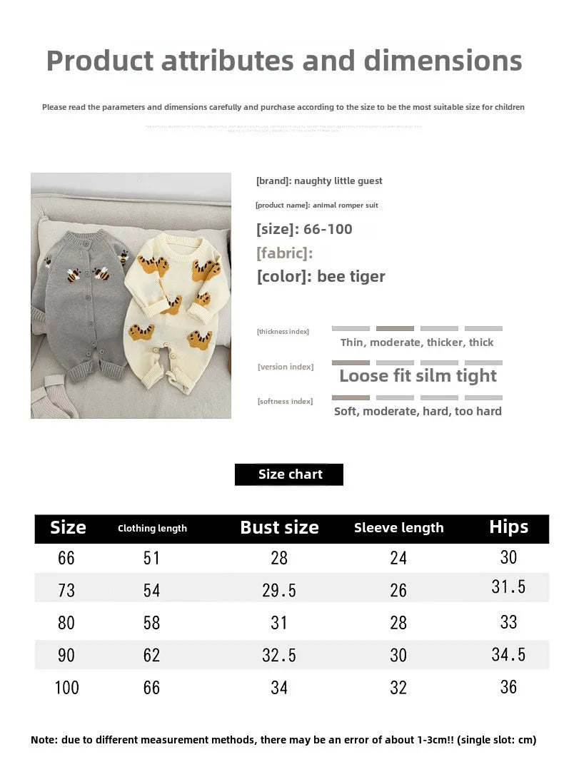Newborn Baby Clothes 2026 Spring Boys' and Girls' Sweaters Jumpsuit Cute Cartoon Knitted Climbing Clothes