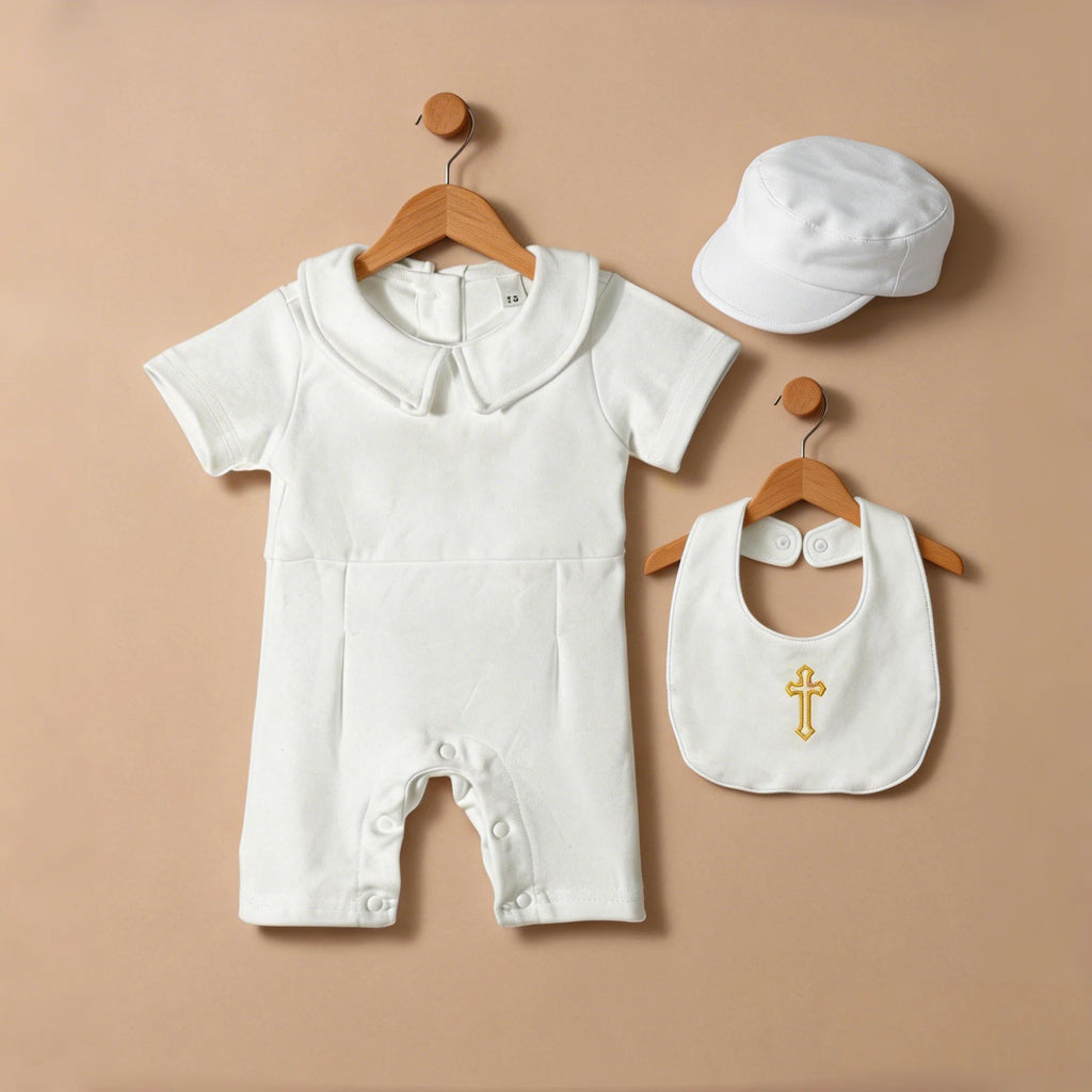 Baptism Clothes for Infant Boys Girls Soft Cotton Bodysuit 3-24 Months Baby First Christening Outfit Summer Toddler Suit
