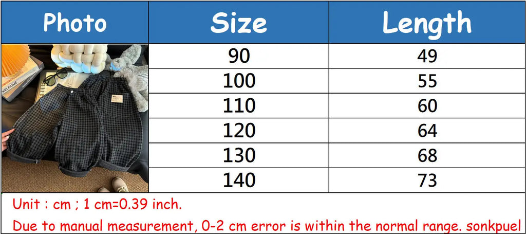 1-6 Years Children Clothing Boys Girls Korean Style Casual Loose Plaid Straight Trousers Outdoor Mosquito Repellent Kids Clothes