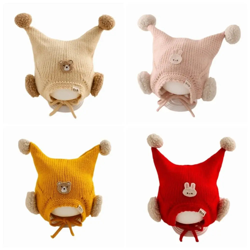 Cute Winter Baby Crochet Hat Breathable Cold-Resistant Toddler's Knitted Hat 6-24 Months Windproof Ear Protection Hat