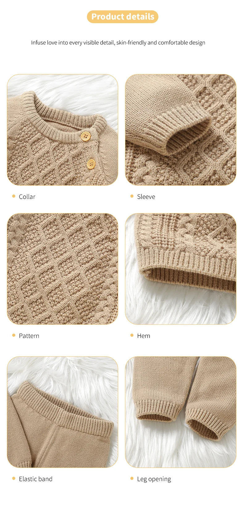 Newborn Baby Clothes Set Knit Infant Boy Girl Pullover +Pants Long Sleeve Autumn Kid Sweaters +Trousers 0-18M 2PCS Fashion Solid