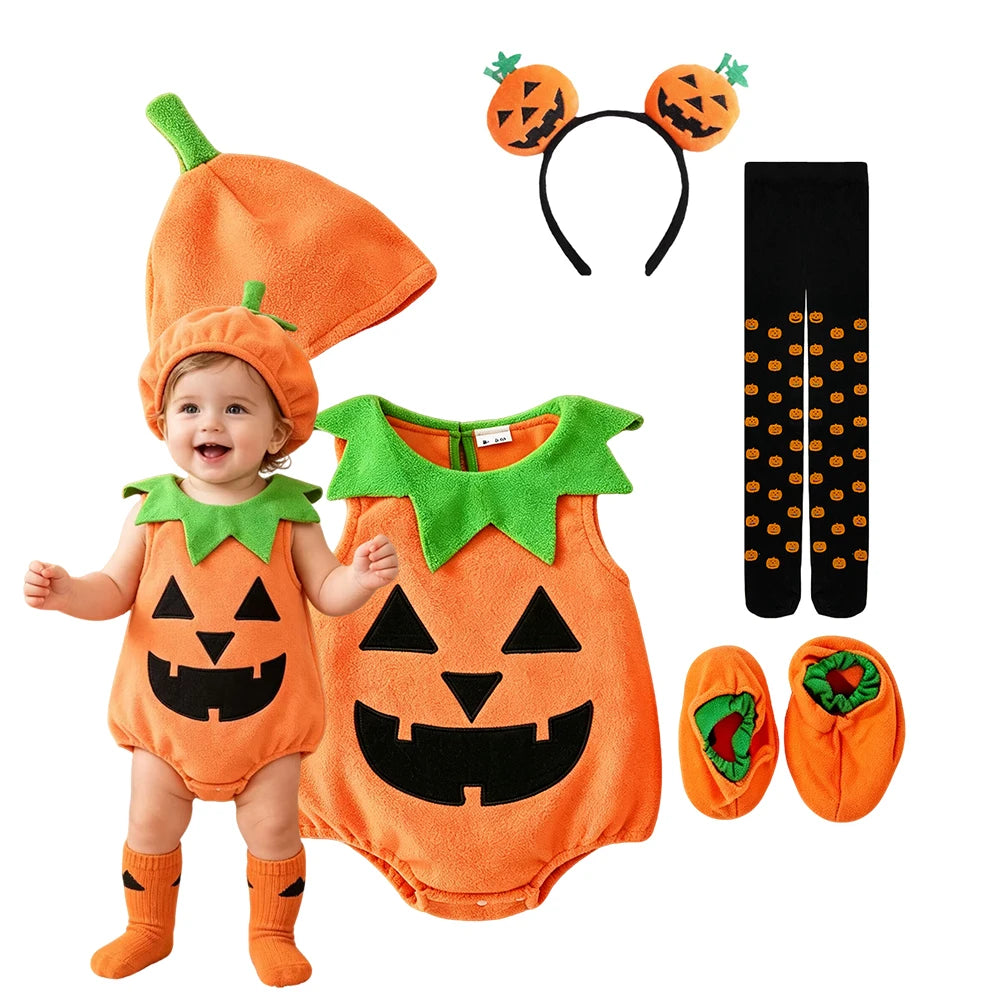Halloween Baby Romper Cute Pumpkin Embroidery Infant Onesie Crawler Outfit Daily Theme Party Costume