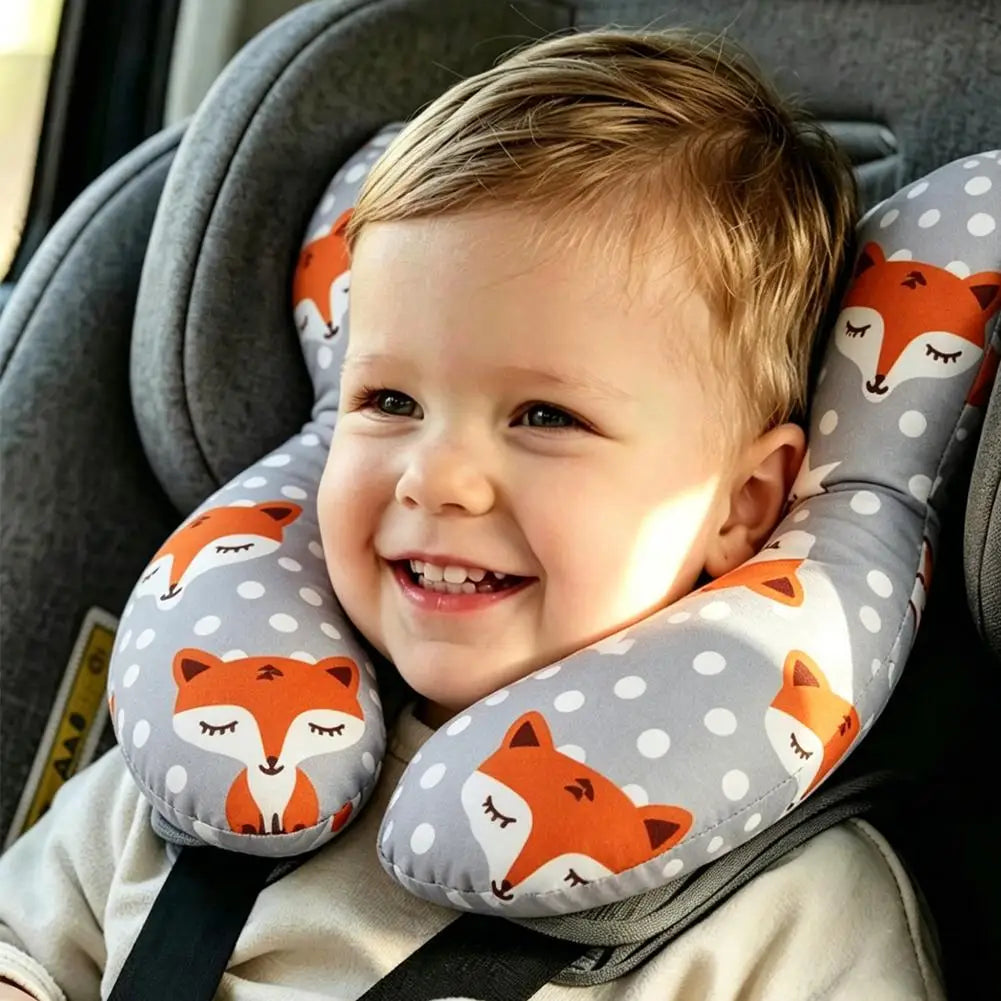 Baby U-shaped Neck Support Pillow Soft Cotton Travel Headrest for Car Seat Stroller Airplane Toddler Cushion for 0-3 Years Old