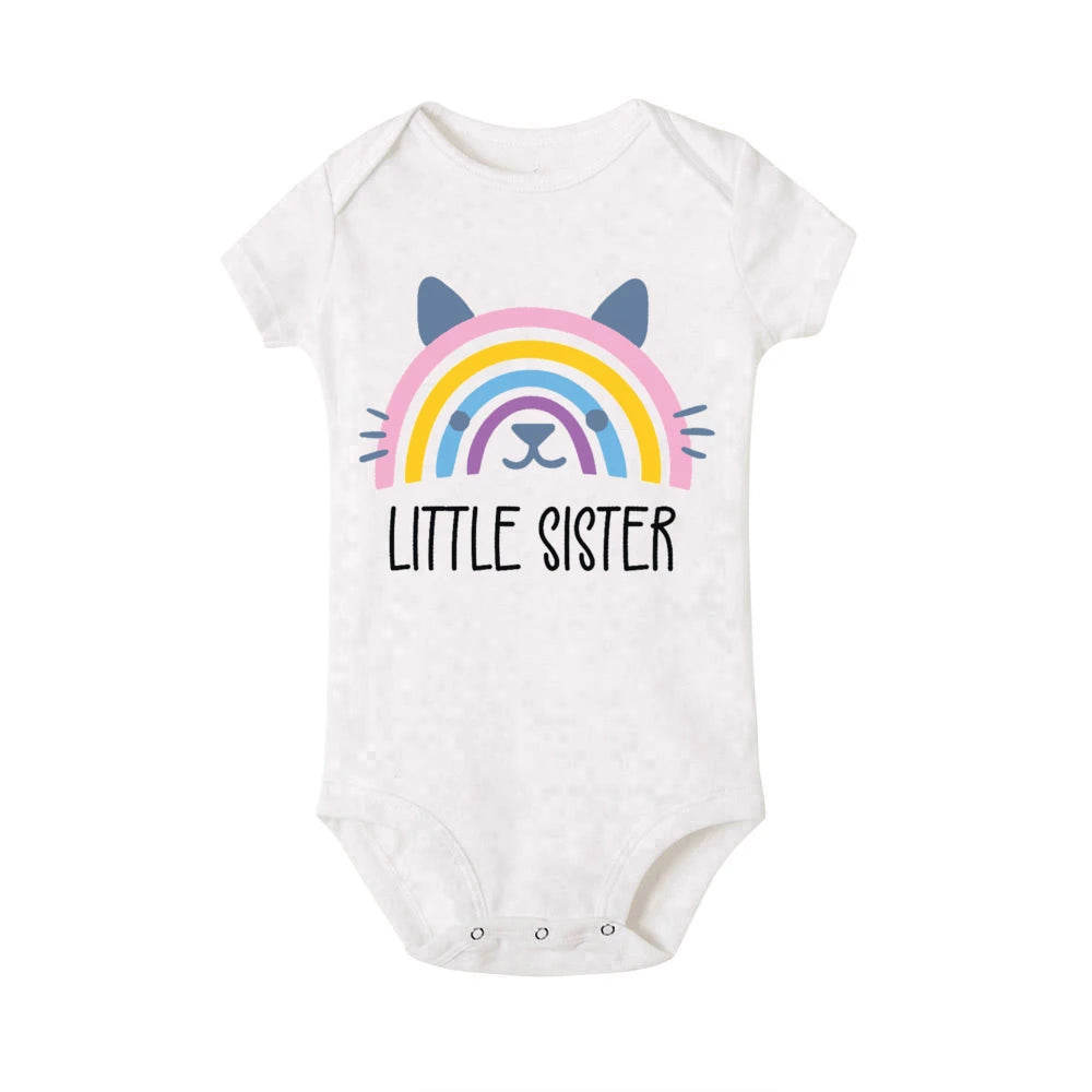 Big Sister Little Sister Rainbow Printed Family Matching Clother Girls Sibling Shirts Cartoon Rainbow Kids T-shirt Baby Bodysuit