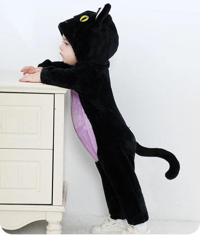 Halloween Cosplay Newborn Baby Boy Girl Clothes Romper Cartoon Cat Costume Jumpsuit  Winter Warm Onesie Outfits for Boys Girls
