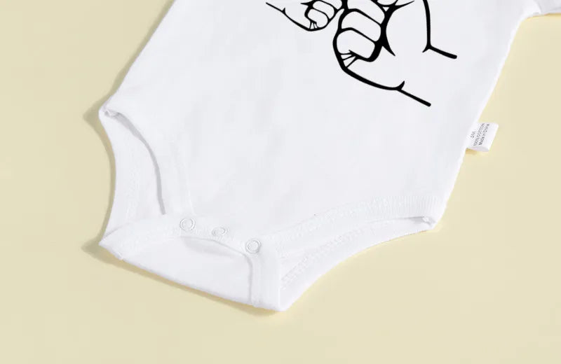 Newborn Baby Boys Girls Clothes Infant Cartoon Daddy and Me Print Short Sleeve Bodysuit Summer Romper Infant Jumpsuit
