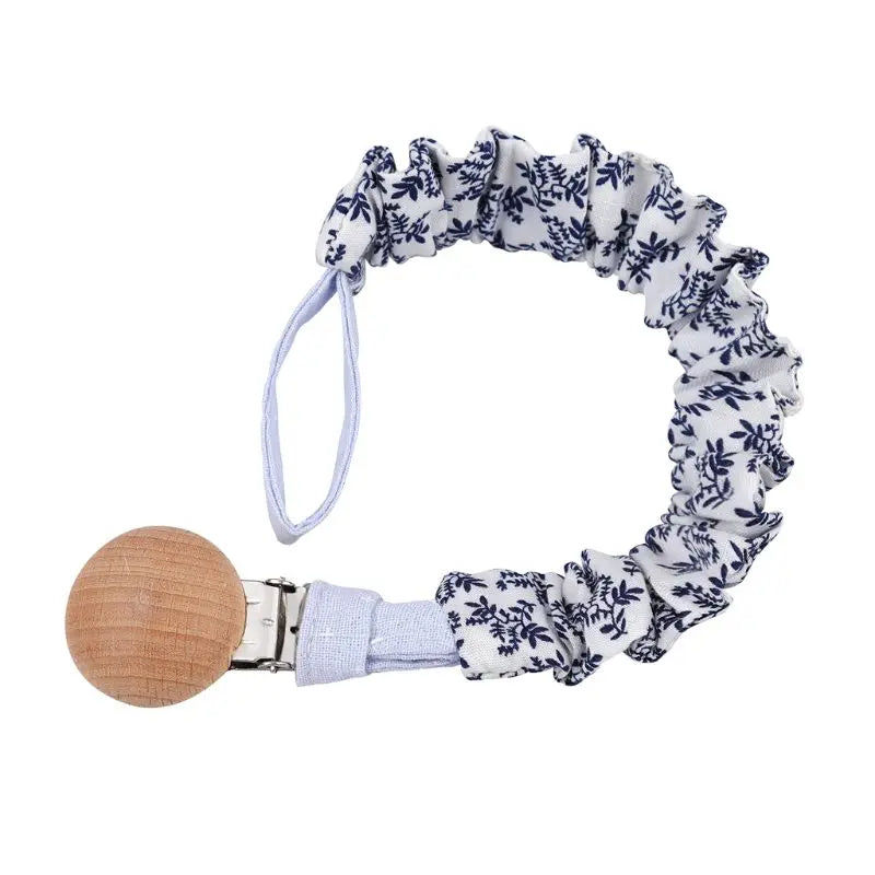 Baby Cotton Pacifier Chain Beech Wood Clip Infant Teething Toys Holder For Nipples Teether