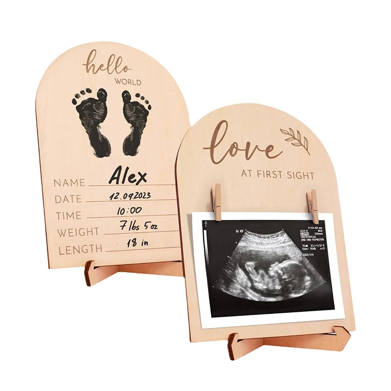 1 Set Expectant Mothers To Announce Pregnancy Or Baby Birth Ornament Wooden Ultrasonic Photo Frame