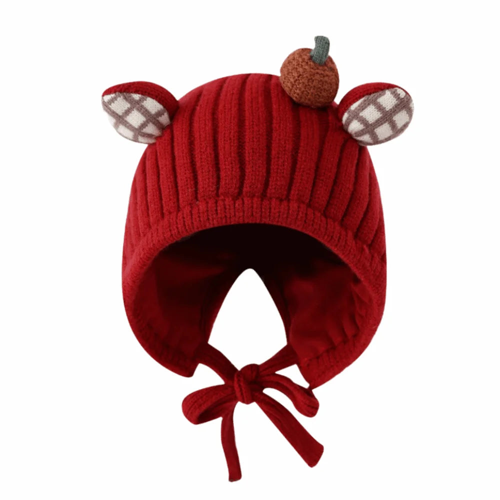 Cute Winter Baby Crochet Hat Cold-Resistant 5-24 Months Toddler's Plush Knitted Hat Breathable Windproof Kids Ear Protection Hat