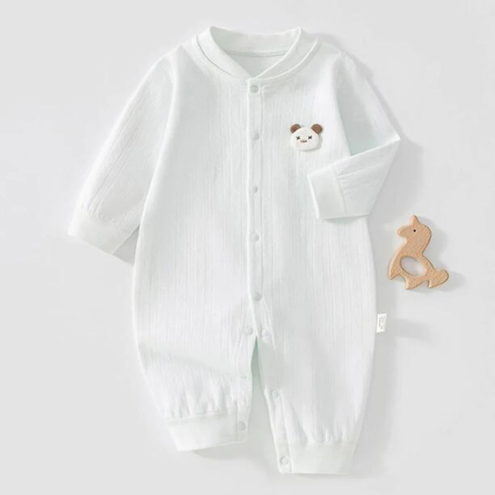 Baby Girl Clothes 100% Combed Cotton Spring Autumn Baby Boy Romper Solid Color Unisex Infant Jumpsuit Daily Wear