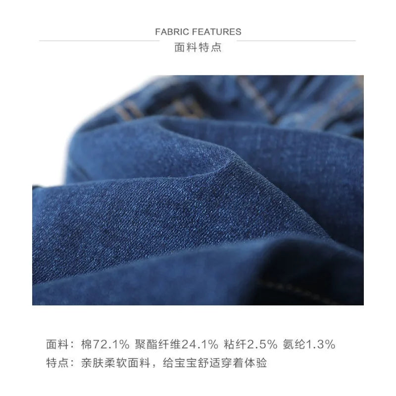 2026 Kids Boys Jeans BELLBELL Autumn 1-6Yrs Baby Boys Solid Denim Pant Winter Integrated Warm Toddler Infant Boys Trousers