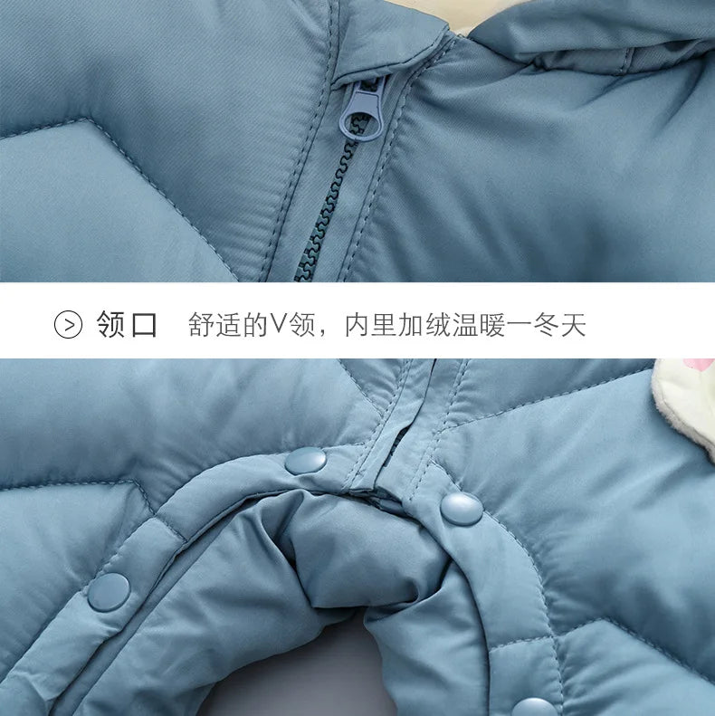 Newborn Clothes  Winter Cozy Winter Jumpsuit for Newborns, Warm Snug-Fit Romper with Hood, Soft Active Play Wear for Babies