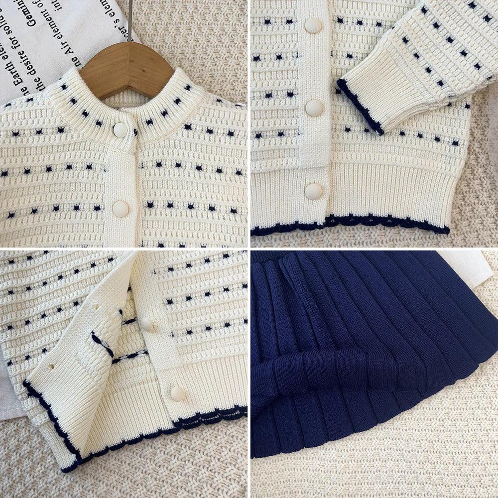 2-6 Years Old Cute Baby Girls Outfits Autumn and Winter New Knitted Sweater and Short Skirt Children's Sweet Princess Clothing
