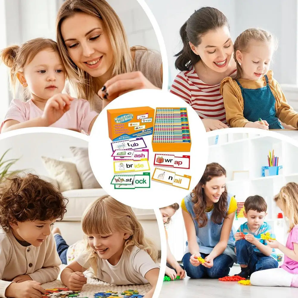 Reading Cards 30 Read and Rhyme FlipBooks Word Family Build Books Flash Cards kindergarten Vocabulary Educational Reading Game