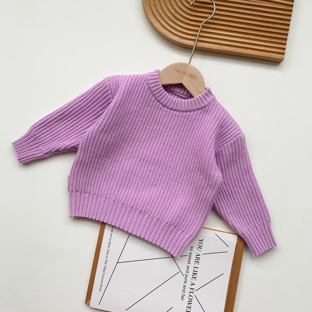 0-6Yrs Baby Boys Sweaters Spring Autumn Children Solid Color Basic Warm Knit Sweater Kids Girls Baby Pullover Sweaters Clothes