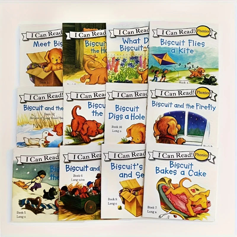 Phonics Readers 12-Book Set,Biscuit The Dog Children's Books for Early Learning, English Beginner Reading Collection,Sekx Tablet