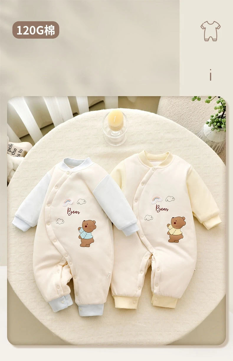 AYNIGIELL Baby Winter Clothing, Pure Cotton Thickened Warm Baby Cotton Clothing, 0-18 Months Newborn Baby Outdoor Clothing