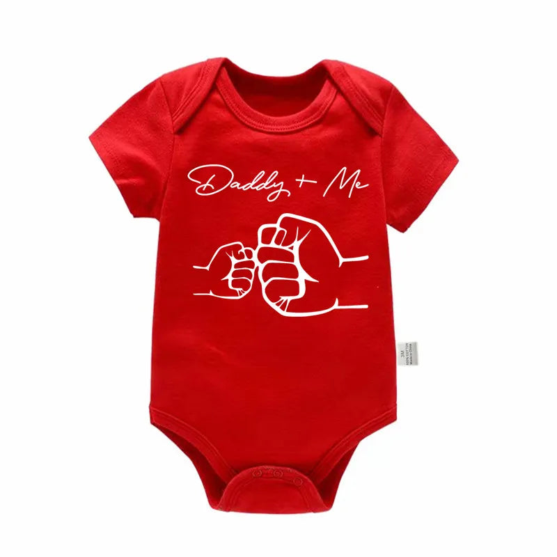 Newborn Baby Boys Girls Clothes Infant Cartoon Daddy and Me Print Short Sleeve Bodysuit Summer Romper Infant Jumpsuit