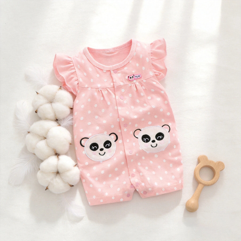 Female Baby Clothes Thin Pure Cotton Baby Girl 3-6-9 Months Princess Clothes Pink Summer Short-Sleeved Cute Clothes