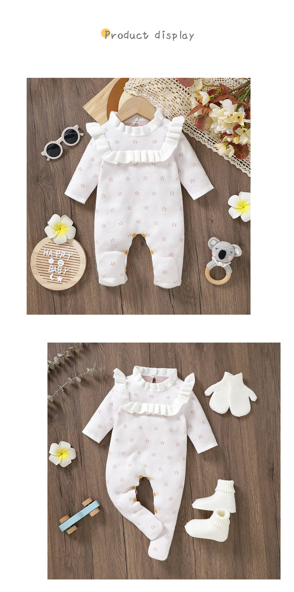 0-18m Winter Baby Clothes Autumn White Casual Outerwear Newborn Infant Boys Girls Long Sleeve Rompers Jumpsuits Children Outfits